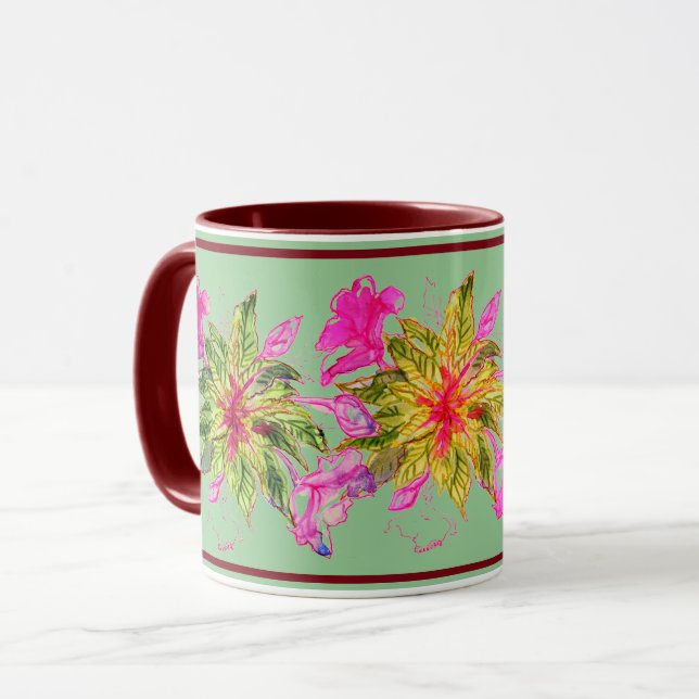 Balsam Bouquet Watercolor Art Flowers Mug (Front Left)