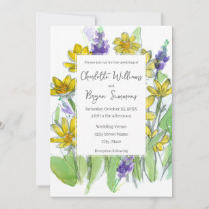 Balsam Lupines Wildflowers Watercolor Wedding Invitation
