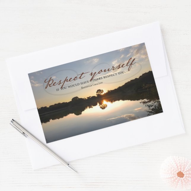 Baltasar Gracian Inspirational Quote "Respect" Rectangular Sticker (Envelope)
