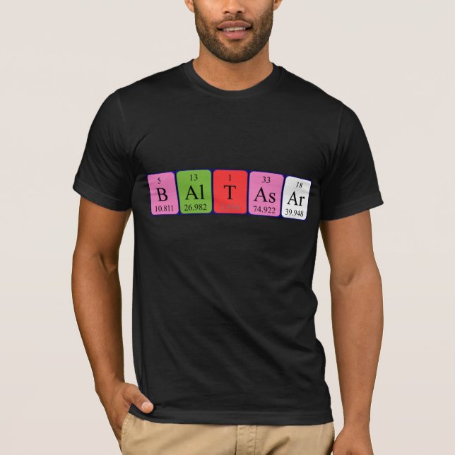 Baltasar periodic table name shirt (Front)