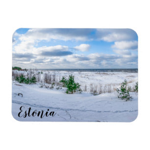 Baltic sea coast covered in snow in winter magnet