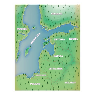 Baltic sea map photo print