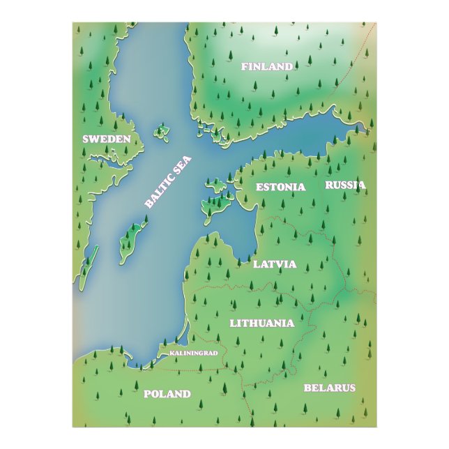 Baltic sea map photo print (Front)