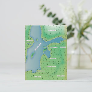 Baltic sea map postcard