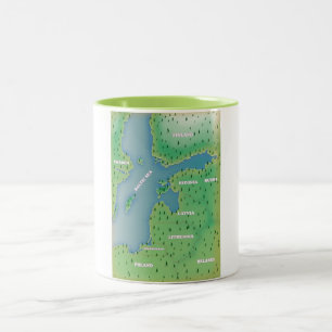 Baltic sea map Two-Tone coffee mug