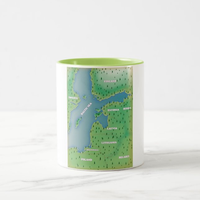 Baltic sea map Two-Tone coffee mug (Center)