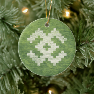Baltic Symbols Green Vintage Ceramic Ornament