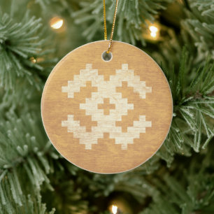 Baltic Symbols Yellow Vintage Ceramic Ornament