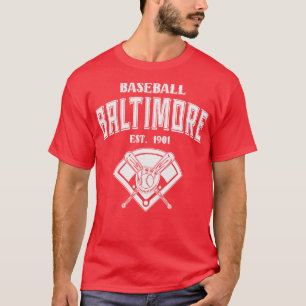 Baltimore Baseball Est 1901 Vintage White Text T-Shirt