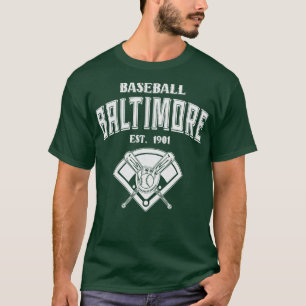 Baltimore Baseball Est 1901 Vintage White Text T-Shirt