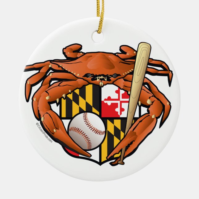 Baltimore Baseball Sports Crab Ceramic Ornament (Front)