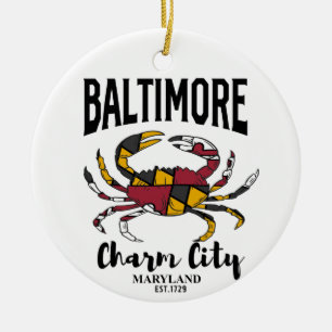 Baltimore Charm City Crab Ceramic Ornament