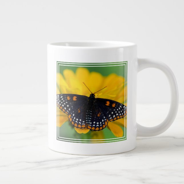 Baltimore Chequered Spot Butterfly Large Coffee Mug (Right)