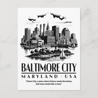 Baltimore City Maryland USA Postcard