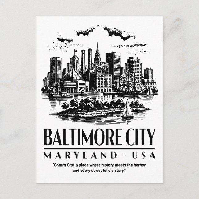 Baltimore City Maryland USA Postcard (Front)