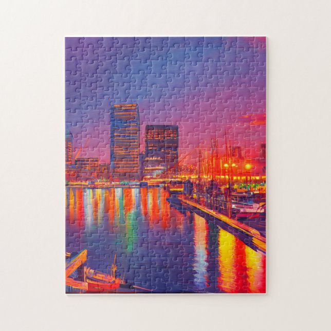 Baltimore Inner Harbour at Night Jigsaw Puzzle (Vertical)