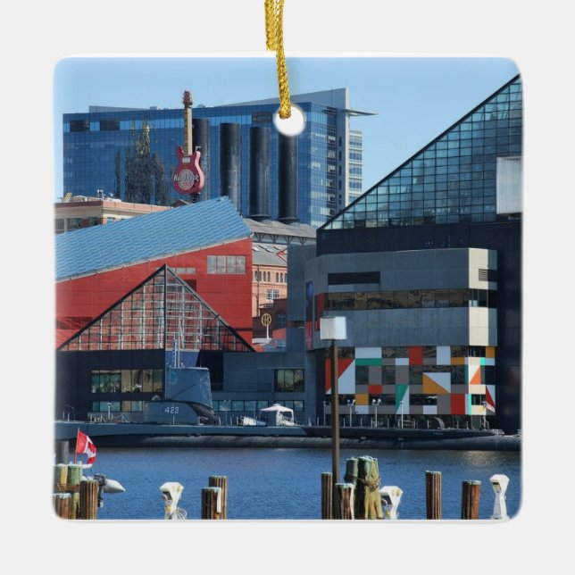Baltimore Inner Harbour Ceramic Ornament (Front)