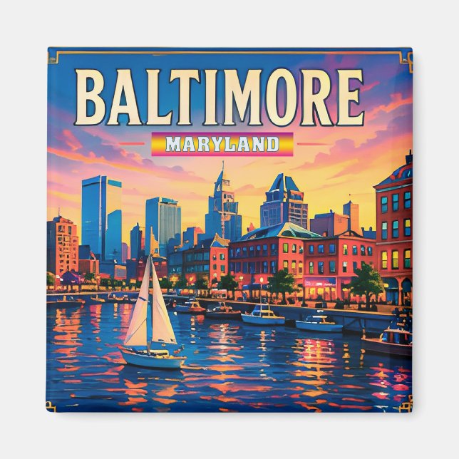 🌇 Baltimore Inner Harbour City Views Magnet (Front)