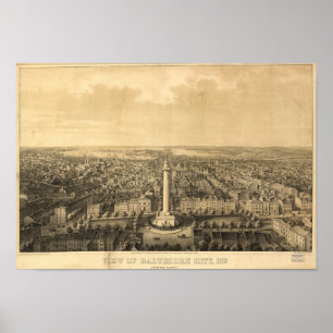 Baltimore Maryland 1862 Antique Panoramic Map Poster