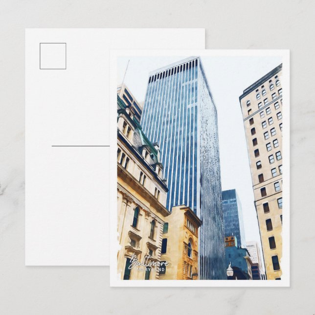 Baltimore Maryland Beautiful Oil Painting City Postcard (Front/Back)