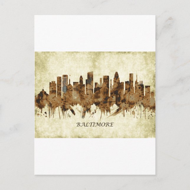Baltimore Maryland Cityscape Invitation Postcard (Front)
