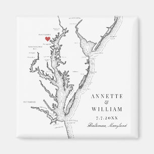 Baltimore Maryland Elegant Black White Wedding Magnet