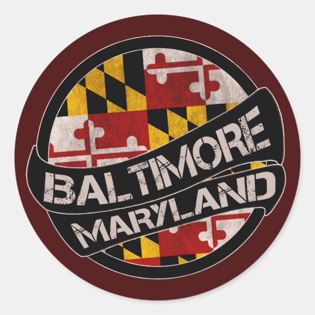 Baltimore Maryland flag grunge stickers (Front)
