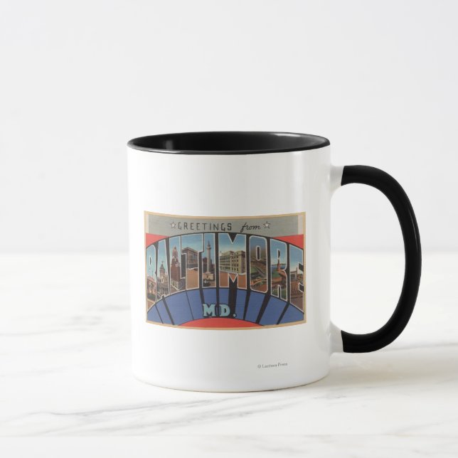 Baltimore, Maryland - Large Letter Scenes Mug (Right)