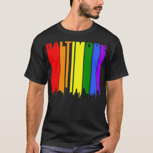 Baltimore Maryland LGBTQ Gay Pride Rainbow Skyline T-Shirt