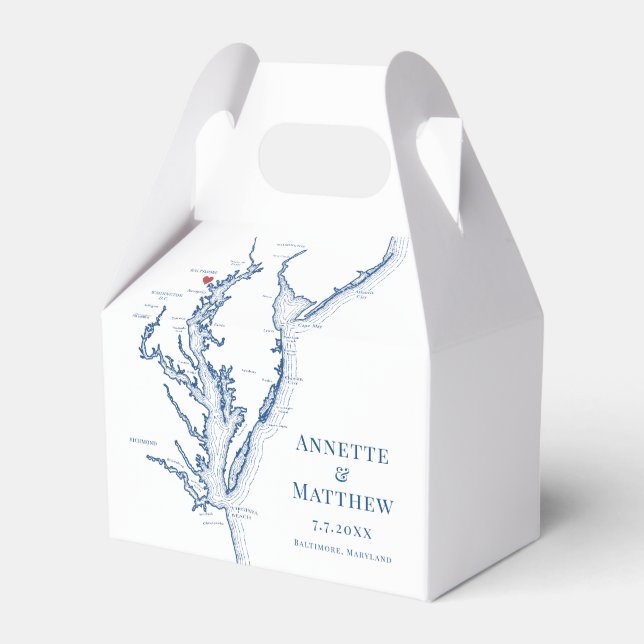 Baltimore Maryland Map Elegant Wedding  Favour Box (Front Side)