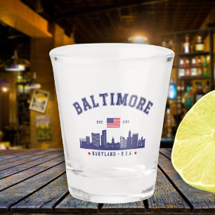 Baltimore Maryland Modern Skyline city Shot Glass