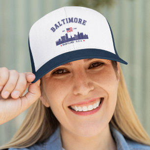 Baltimore Maryland Modern Skyline city Trucker Hat