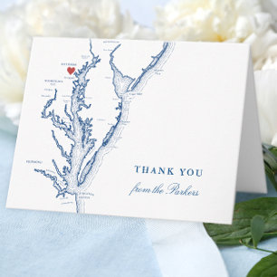 Baltimore Maryland Navy Blue Map Personalised Thank You Card