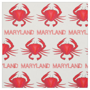 Baltimore Maryland Red Hard Shell Bay Crab Seafood Fabric