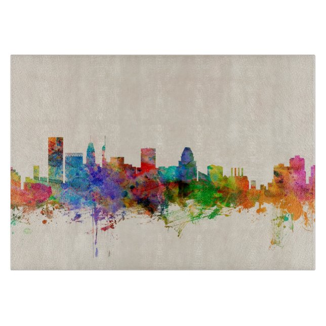 Baltimore Maryland Skyline Cityscape Cutting Board (Front)