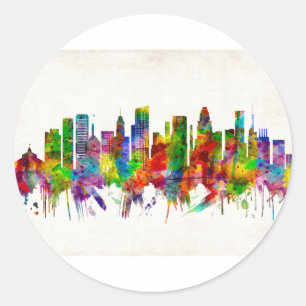Baltimore Maryland Skyline Classic Round Sticker