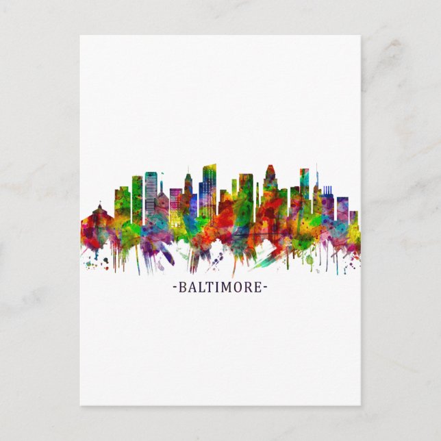 Baltimore Maryland Skyline Holiday Postcard (Front)