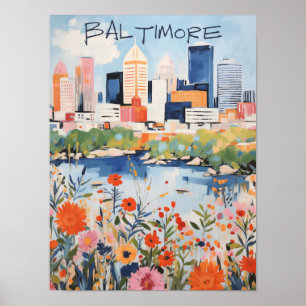 Baltimore Maryland Travel City Aesthetic Poster