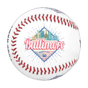 Baltimore Maryland United States Skyline Vintage Baseball