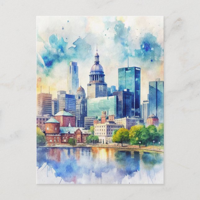 Baltimore, Maryland, USA Watercolor Painting Postcard (Front)