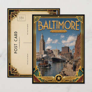 Baltimore Maryland Vintage Art Deco Golden Age Postcard