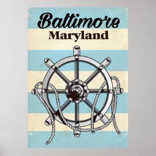 Baltimore Maryland vintage nautical travel poster