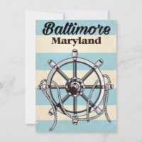 Baltimore Maryland vintage nautical travel poster