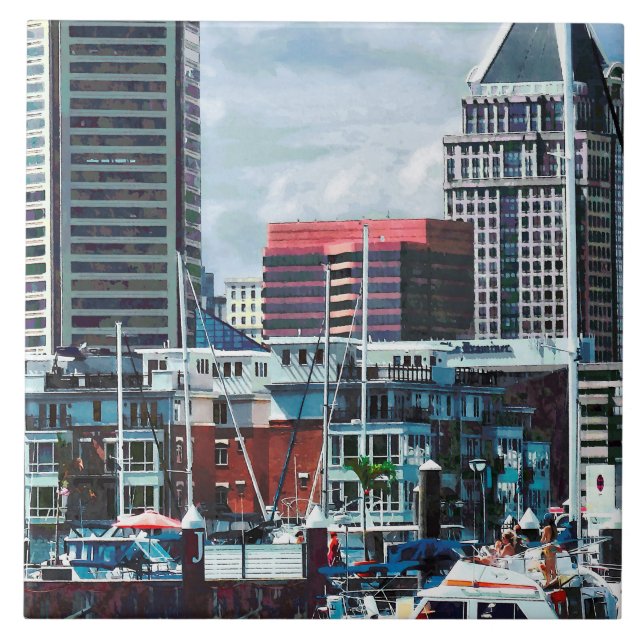 Baltimore MD - Baltimore Skyline at Charles River Ceramic Tile (Front)