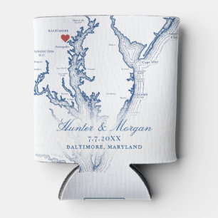 Baltimore MD Chesapeake Bay Map Wedding Favour Can Cooler