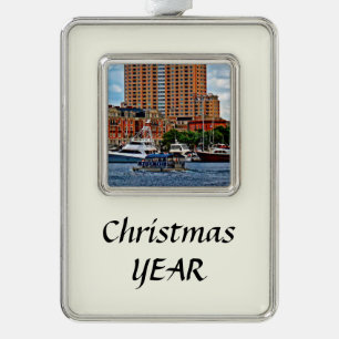 Baltimore MD - Inner Harbor Water Taxi Silver Plated Framed Ornament