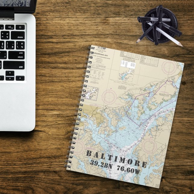 Baltimore MD Latitude Longitude Nautical Chart Notebook (Authentic Nautical Chart Baltimore MD Notebook)