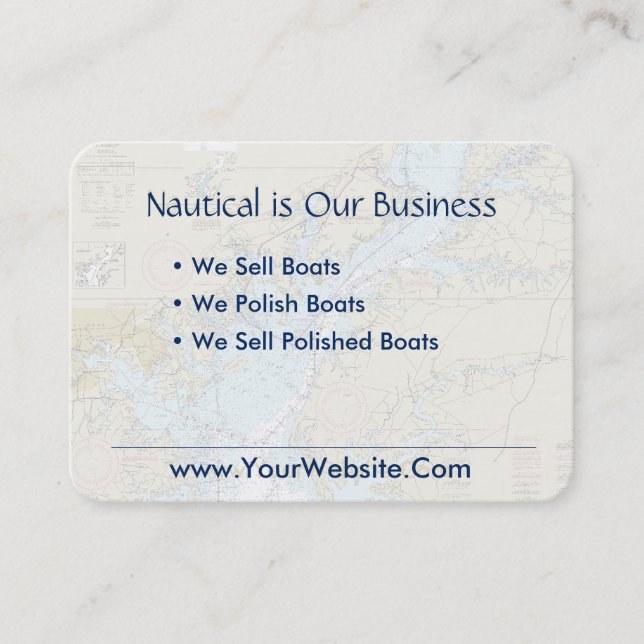 Baltimore Nautical Chart Clean Fresh Blue Tan Business Card (Front)