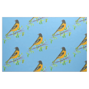 Baltimore Oriole Bird Blue Fabric