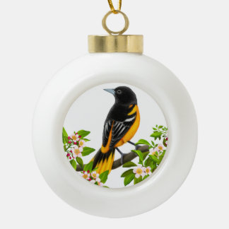 Baltimore Oriole Bird in Apple Blossoms Ornament
